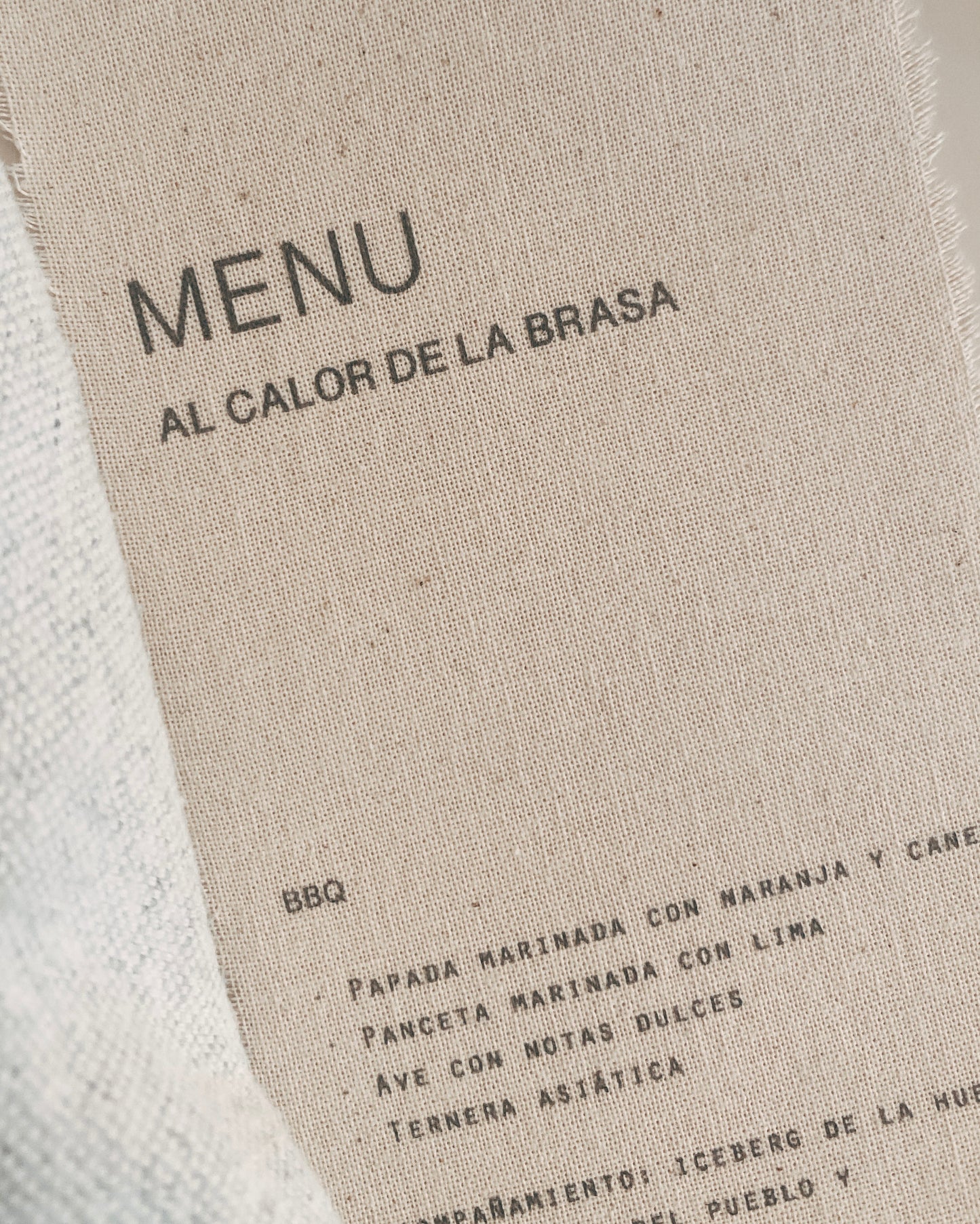 Menú en tela